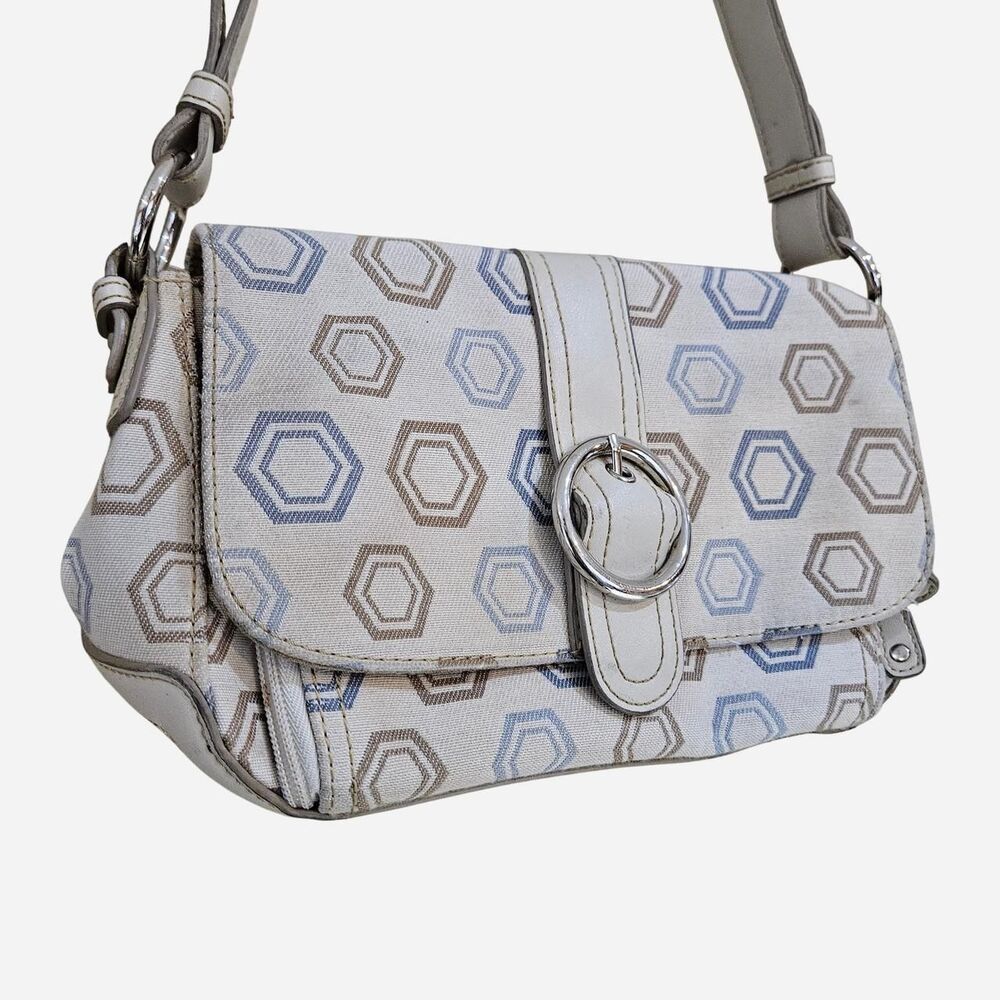 y2k preppy grunge beige geometric shoulder bag